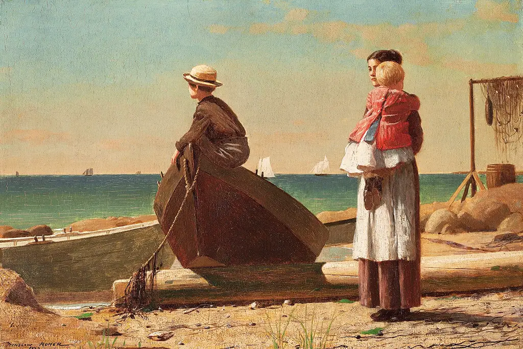 Dad's Coming! in Detail Winslow Homer
